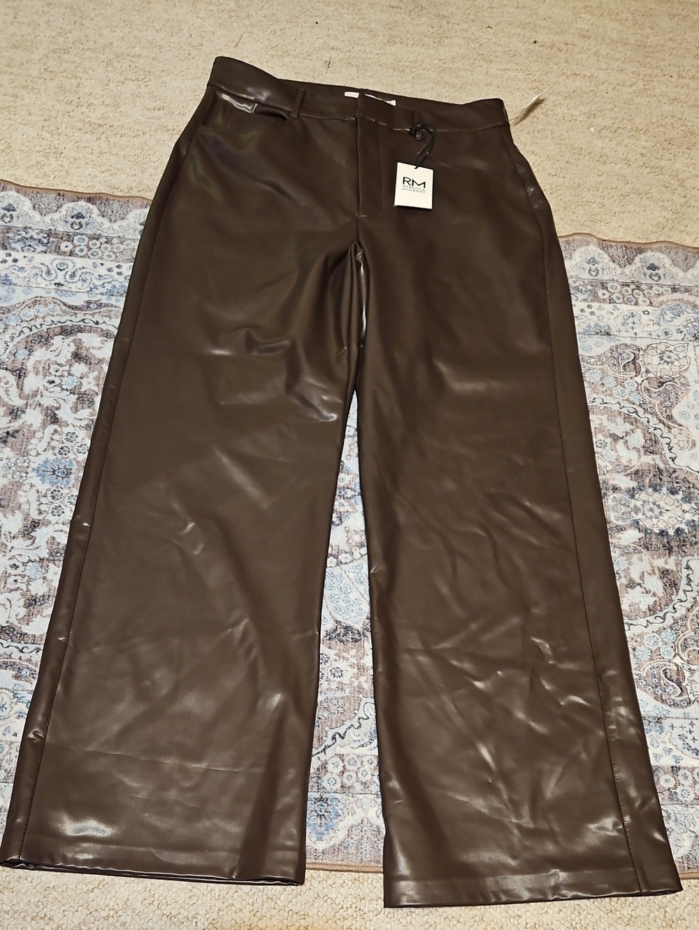 Rebecca Minkoff Wide-Leg Faux Leather Pants in Dark Brown